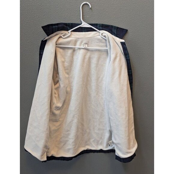 L.L. Bean Flannel Shacket Men's Large Plaid Black Watch Button Sweater - Picture 4 of 8